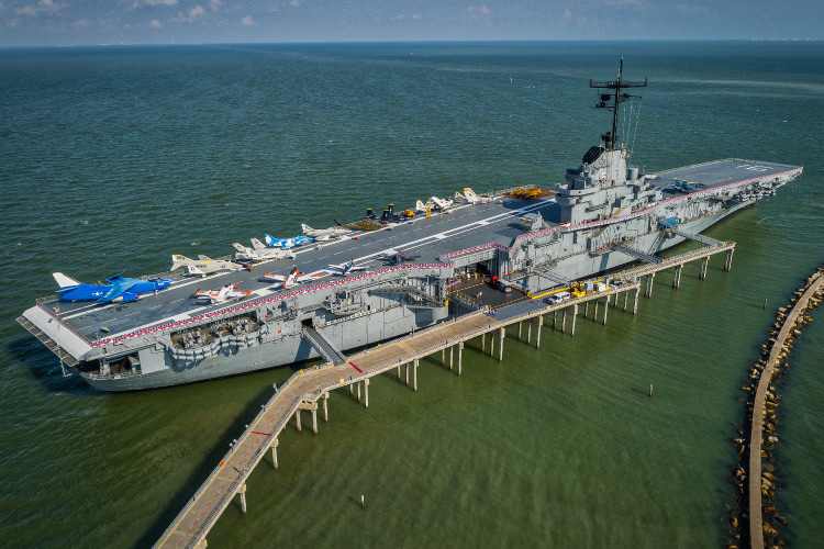 USS Lexington Museum - Drone Photo of the Carrier